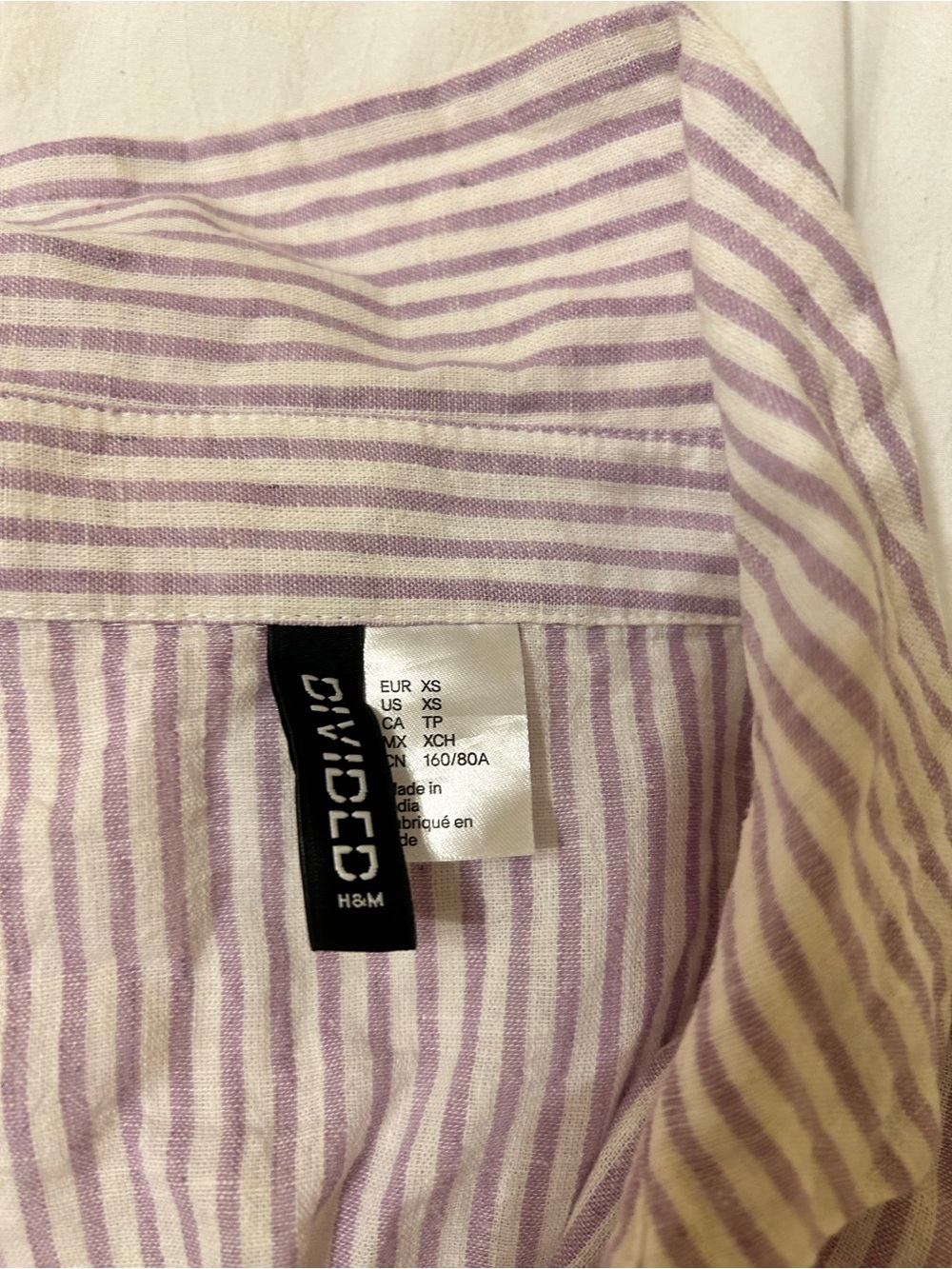 H&M Women's Lavender and White Oversized Striped Button Down Shirt - Picture 2 of 4